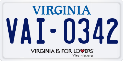VA license plate VAI0342