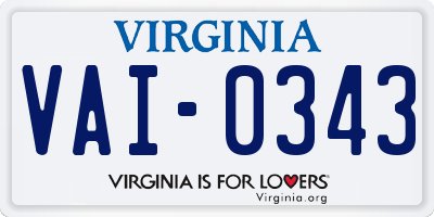 VA license plate VAI0343