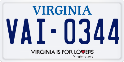 VA license plate VAI0344