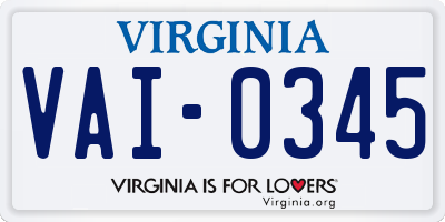 VA license plate VAI0345