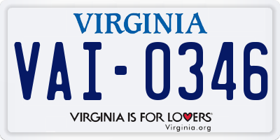 VA license plate VAI0346