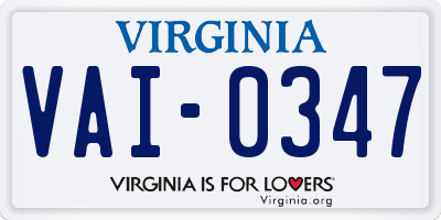 VA license plate VAI0347
