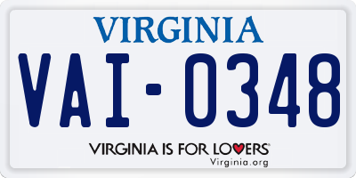 VA license plate VAI0348