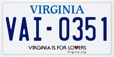 VA license plate VAI0351