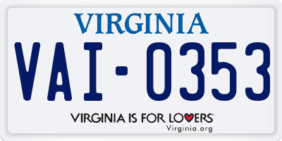 VA license plate VAI0353