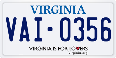 VA license plate VAI0356