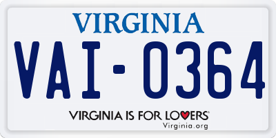 VA license plate VAI0364