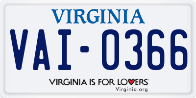VA license plate VAI0366