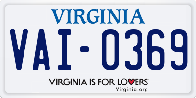 VA license plate VAI0369