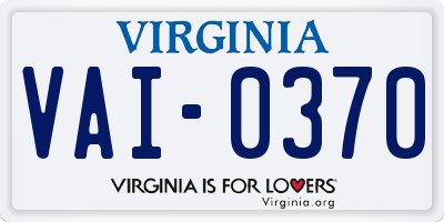 VA license plate VAI0370