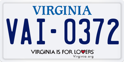 VA license plate VAI0372