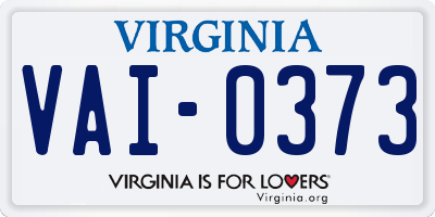 VA license plate VAI0373