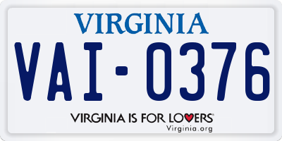 VA license plate VAI0376