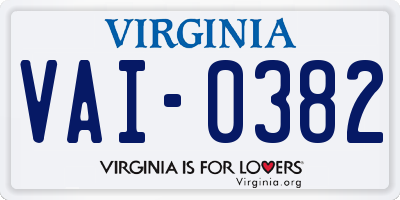 VA license plate VAI0382