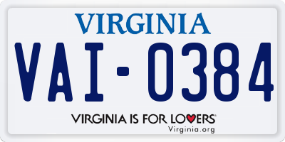 VA license plate VAI0384