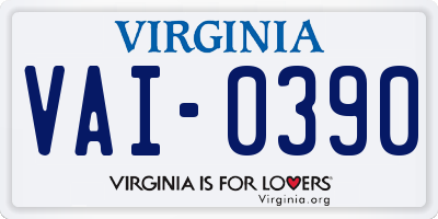 VA license plate VAI0390