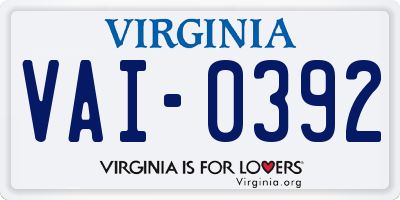 VA license plate VAI0392