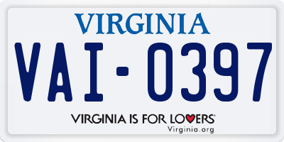 VA license plate VAI0397