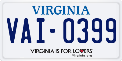 VA license plate VAI0399