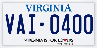 VA license plate VAI0400