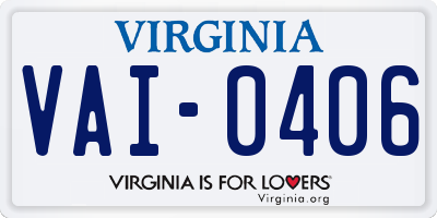 VA license plate VAI0406