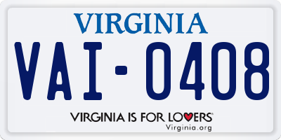 VA license plate VAI0408