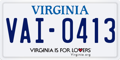 VA license plate VAI0413
