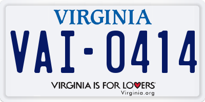 VA license plate VAI0414
