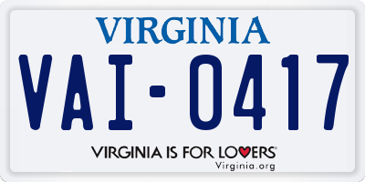 VA license plate VAI0417