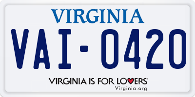 VA license plate VAI0420
