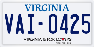 VA license plate VAI0425