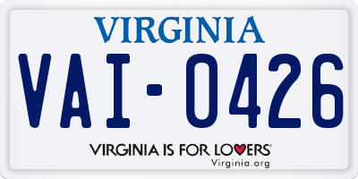 VA license plate VAI0426