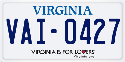 VA license plate VAI0427