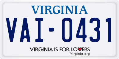VA license plate VAI0431