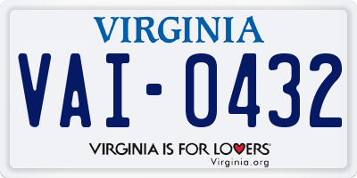 VA license plate VAI0432