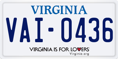 VA license plate VAI0436