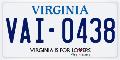 VA license plate VAI0438