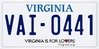 VA license plate VAI0441