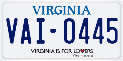 VA license plate VAI0445