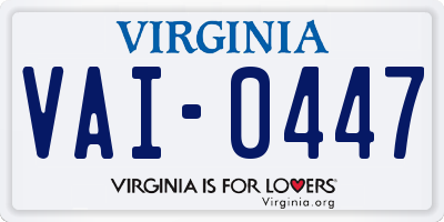 VA license plate VAI0447