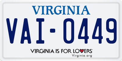 VA license plate VAI0449