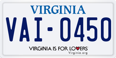 VA license plate VAI0450