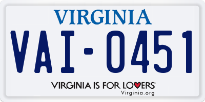 VA license plate VAI0451
