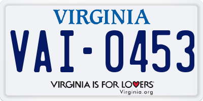 VA license plate VAI0453