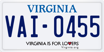 VA license plate VAI0455