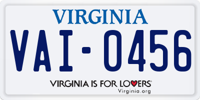 VA license plate VAI0456