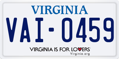 VA license plate VAI0459