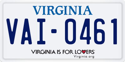 VA license plate VAI0461