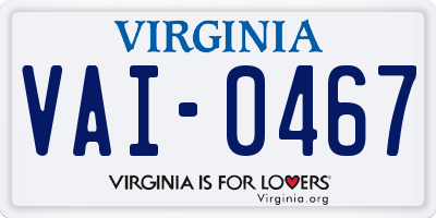 VA license plate VAI0467