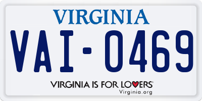 VA license plate VAI0469